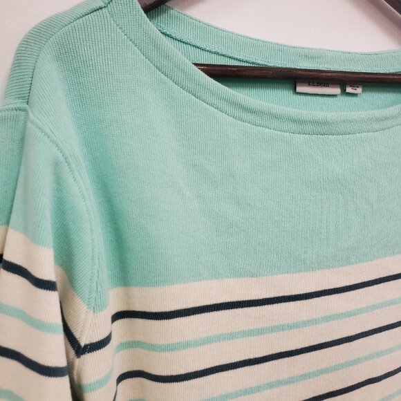 LL Bean Womens Striped Nautical Top Size 3X Blue Vacation Travel Beach Modest - Picture 2 of 12
